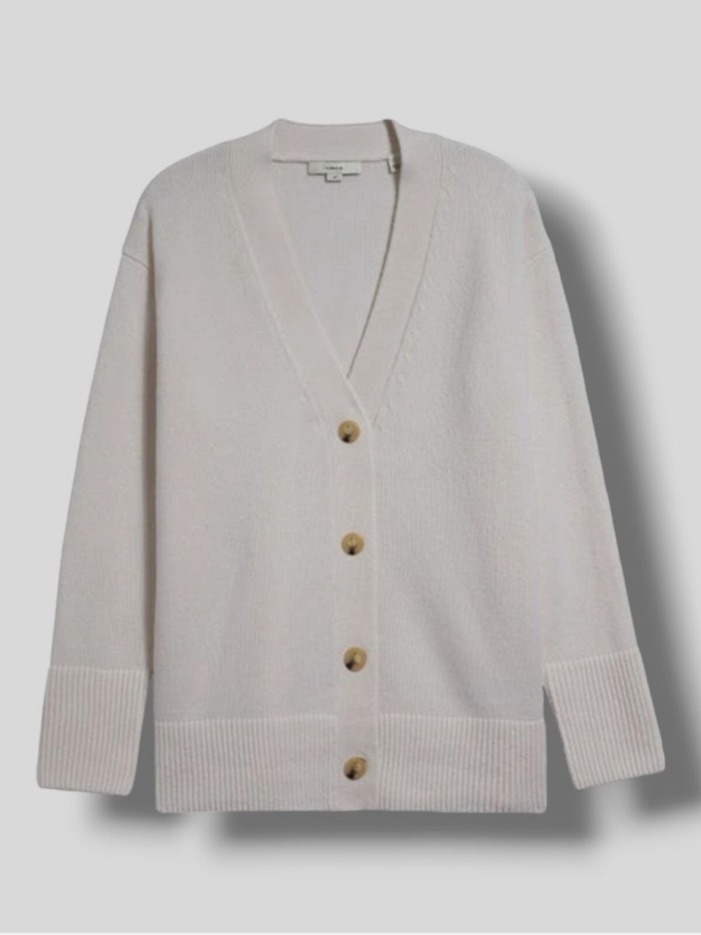 Vince Wool and Cashmere Ribbed Cardigan Sweater